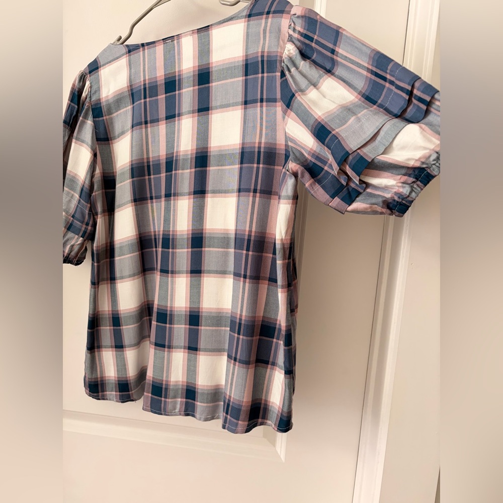 Como Vintage Blue and Pink Plaid Button-Down Shirt - Picture 6 of 8